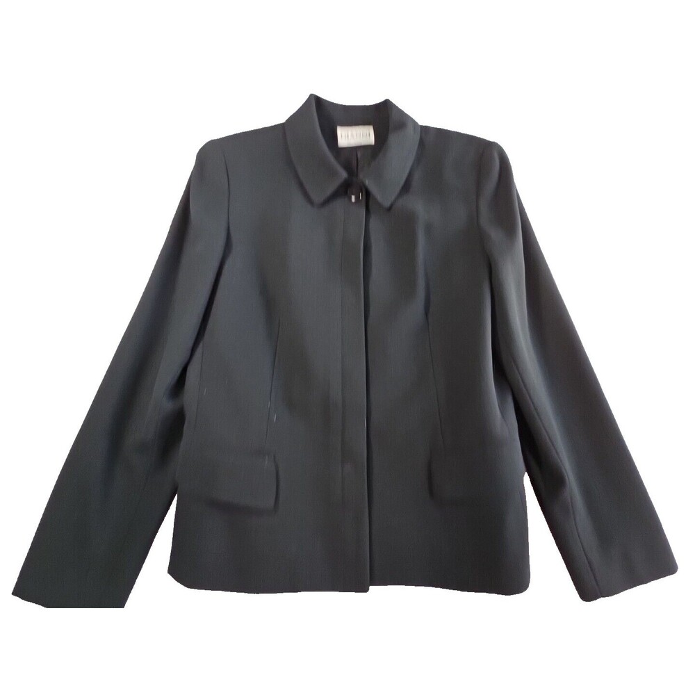Vintage 90s Gianni Sport Wool Blazer Womens 8 Black Jacket Lined Retro Glam USA